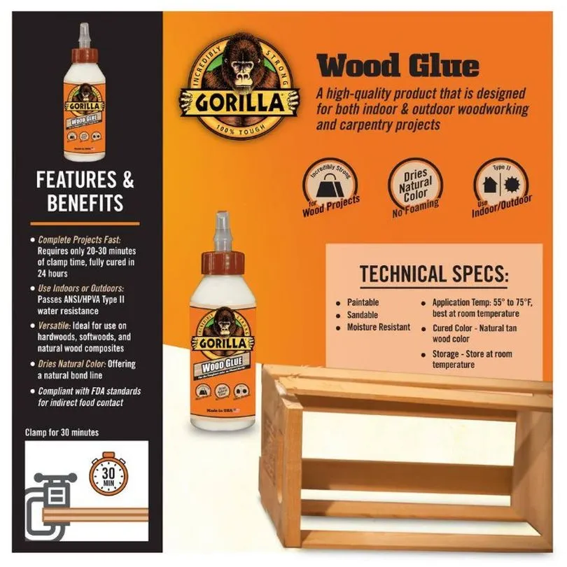 GORILLA WOOD GLUE 8oz